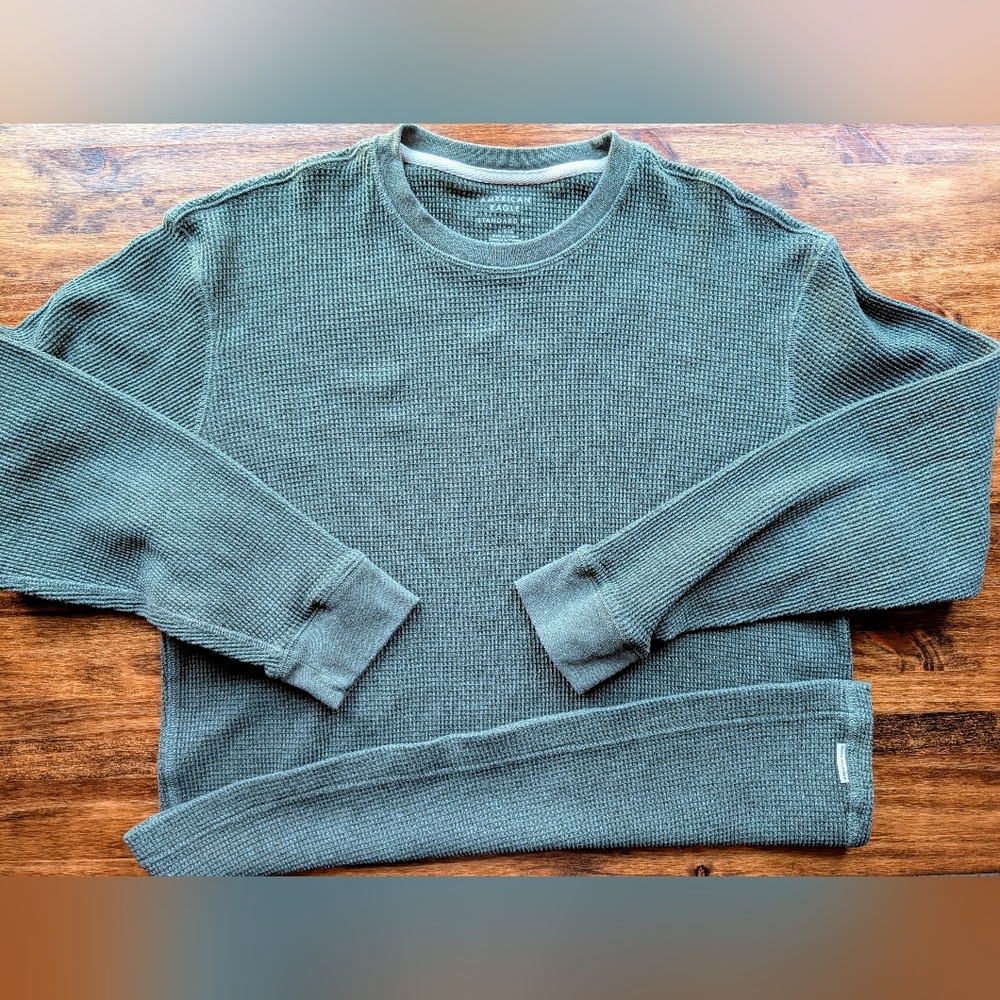 🦅American Eagle Men's Soft Waffle Knit Long sleeve Green